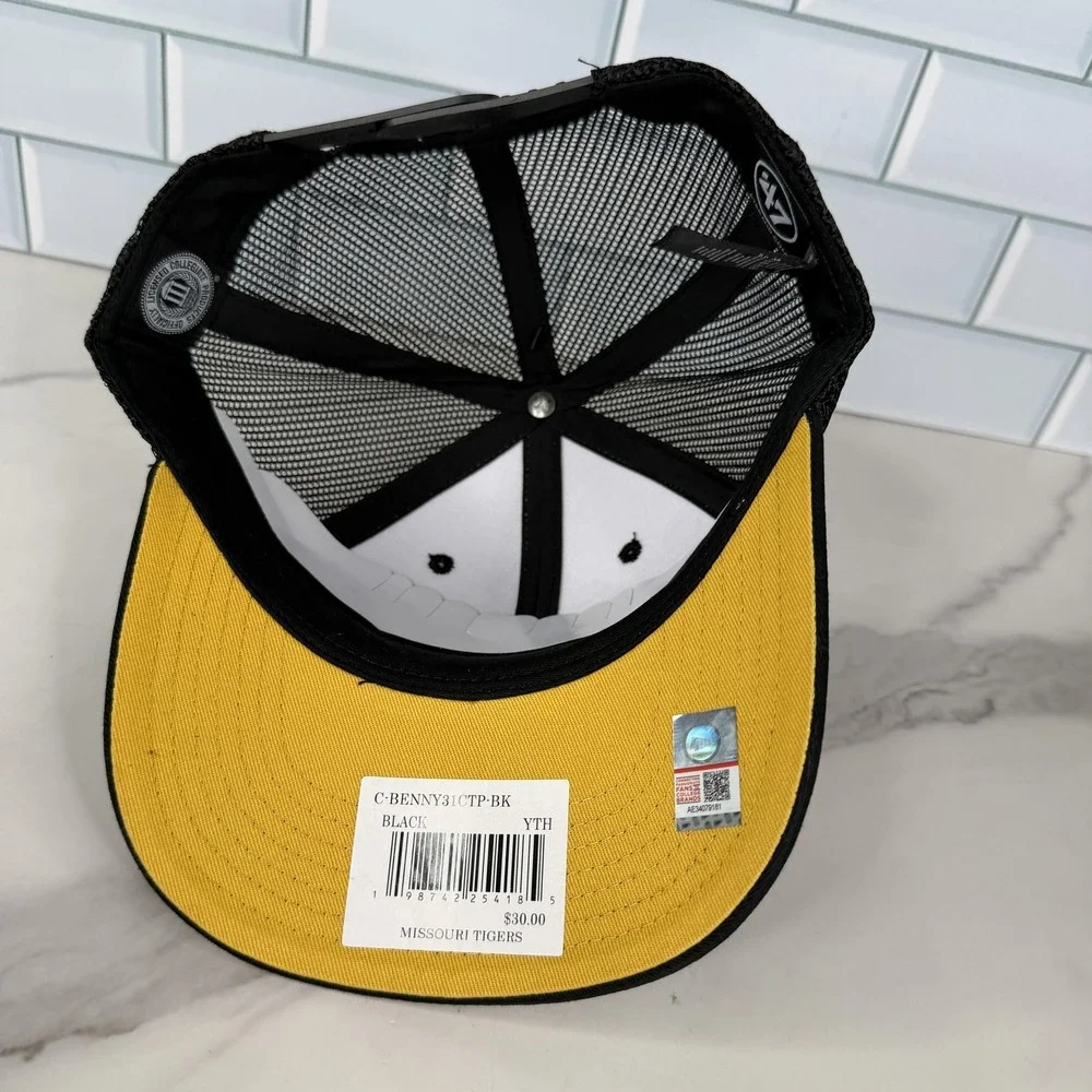 Missouri Tigers Hat Cap Snap Back Youth Black White NCAA Trucker Mesh 47 Kids